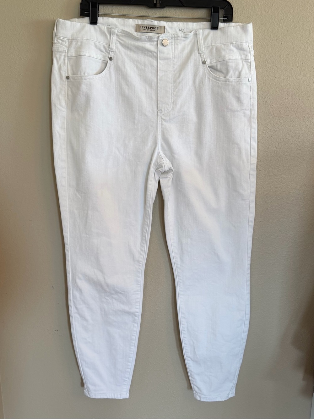 Liverpool Women's White Skinny Jeans - High Rise Stretch Size 14